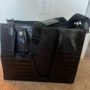 BEIS Black Crocodile Work Tote